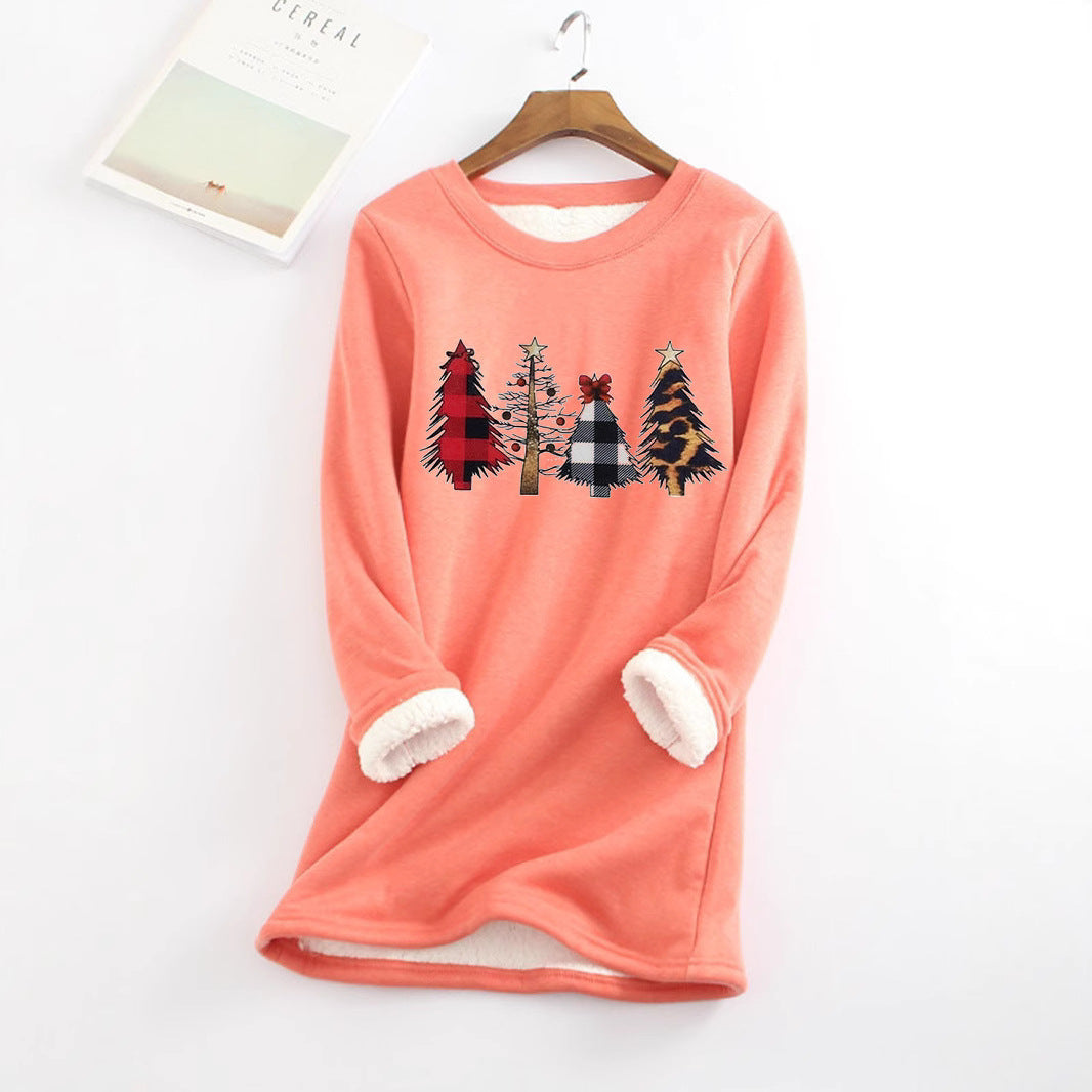 Velvet warm base sweater Christmas women's hoodie