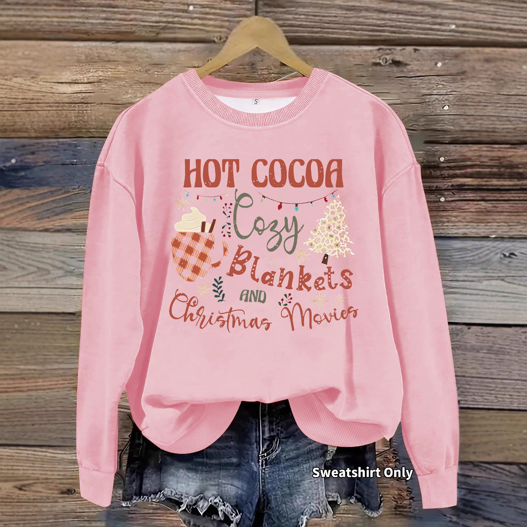 Christmas printed loose hoodie