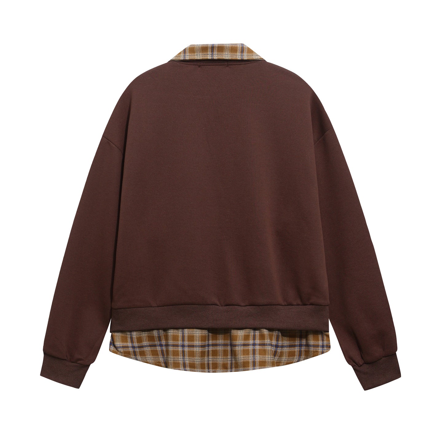 Retro Cartoon Print Patchwork Fake Two-Piece Polo Neck Sweatshirt Unisex Loose Casual Couple Top