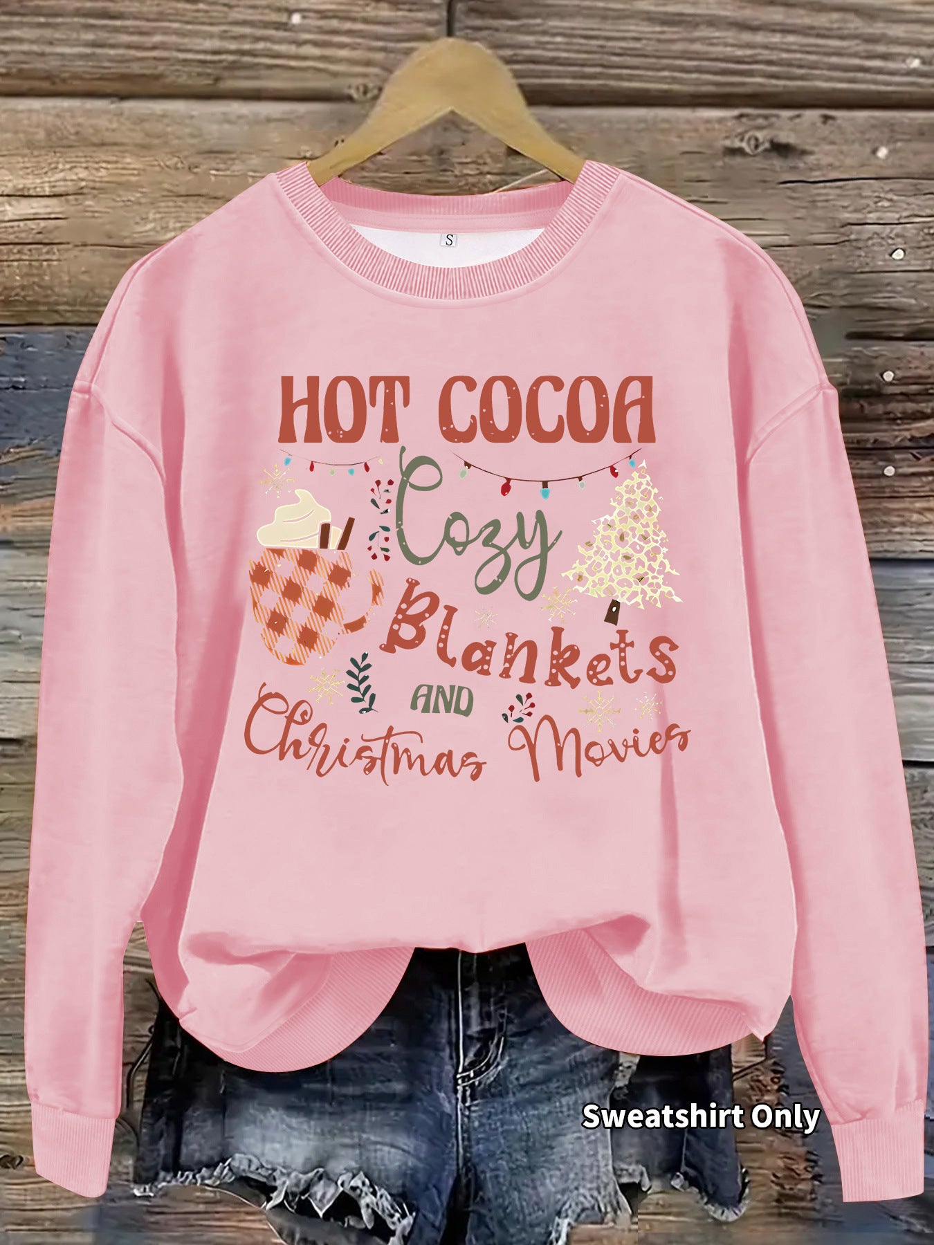 Christmas printed loose hoodie