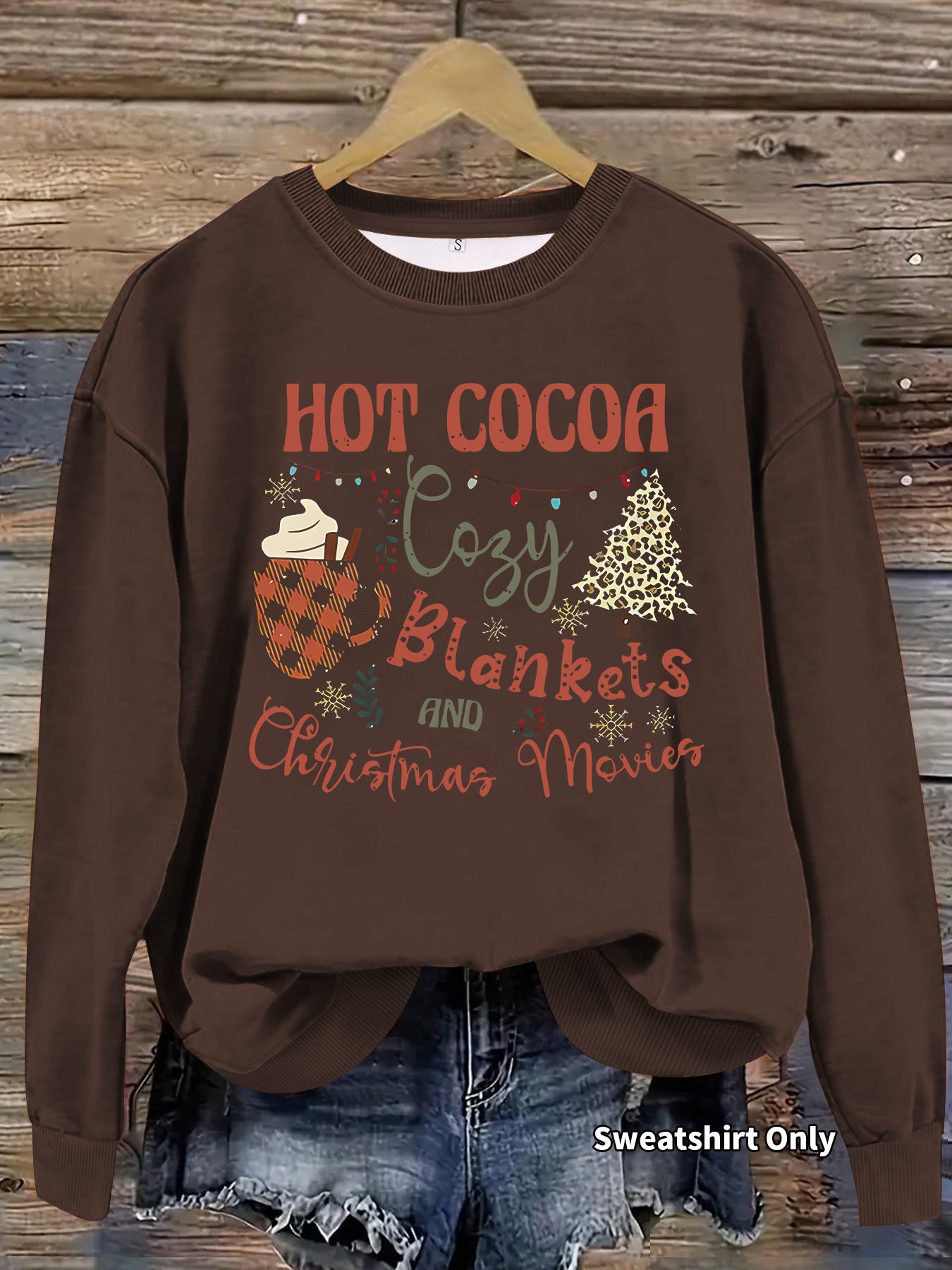 Christmas printed loose hoodie