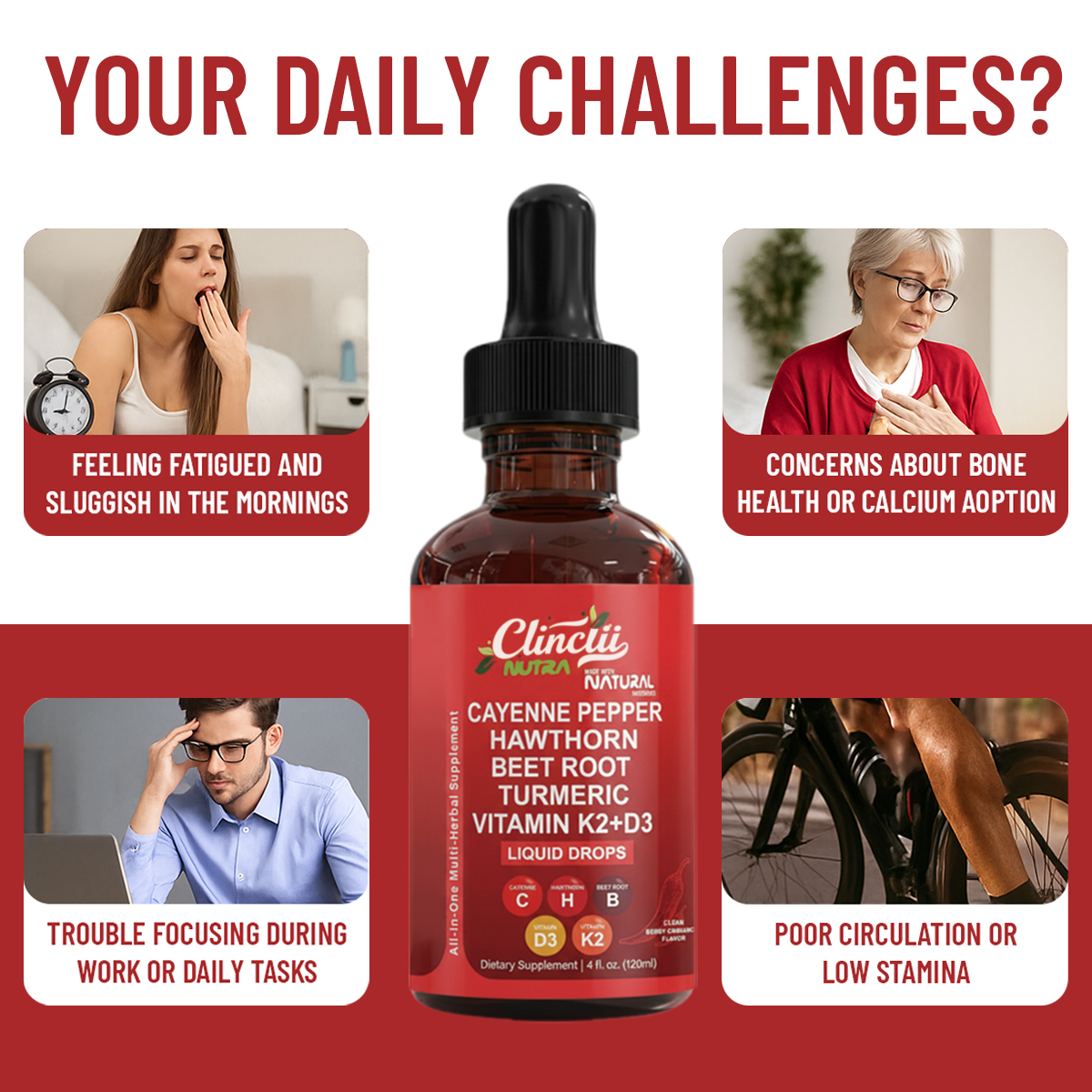 All-In-One Multi-Herbal Supplement (4 fl oz) – Boosts Bone Health, Blood Flow & Daily Energy